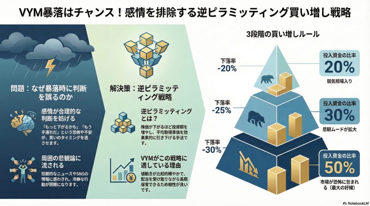 VYM買い増しタイミング｜20・25・30％ドローダウン逆ピラミッティング戦略